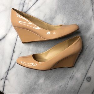 J. Crew Sylvia Patent Nude Wedges 10